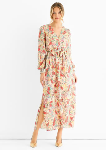 Multi Jacquard Chiffon Midi Jurk