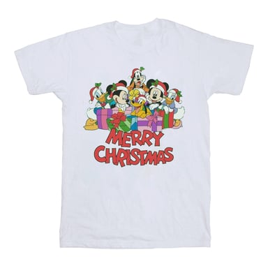 Disney Mens Mickey Mouse And Friends Christmas T-Shirt (White)