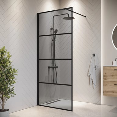 Badplaats Douchewand essos 50 x 200 cm zwart – inloopdouche 8 mm