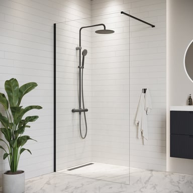 Badplaats Douchewand florida 100 x 200 cm zwart – inloopdouche 8 mm
