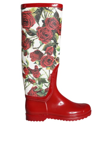 Rose Print Tall Rubber Boots