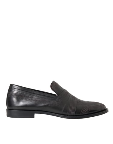 Leather Loafers Embroidered Slipon Style