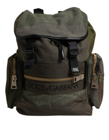 Military Green Patchwork School Backpack Bag