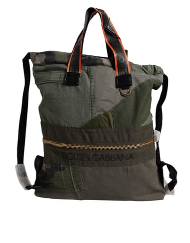 Militärgrön Patchwork Rucksack Ryggsäck Väska