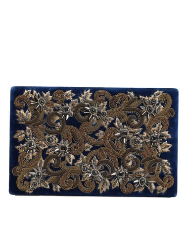 Blå Sammet Guldram Clutch Kvällsfestväska
