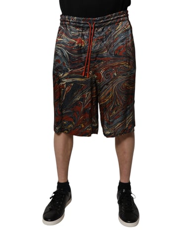 Marmorerade tryckshorts med dragsko