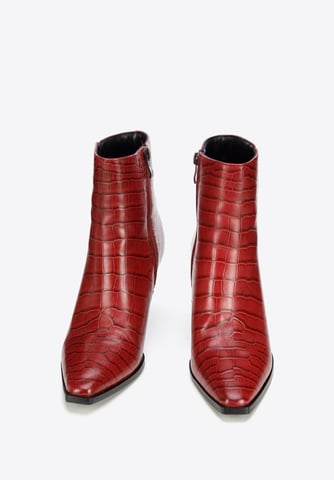 Wittchen Women's Burgundy Croco Leather High Heel Ankle Boots