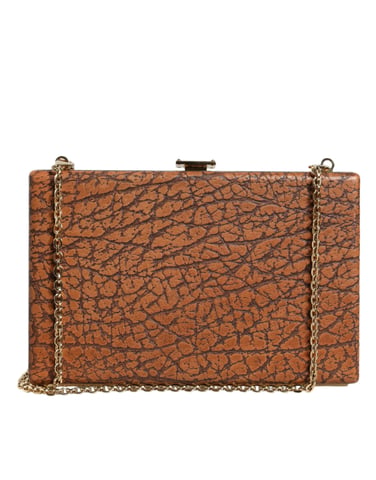 Brun läder guldram clutch mini crossbody-väska