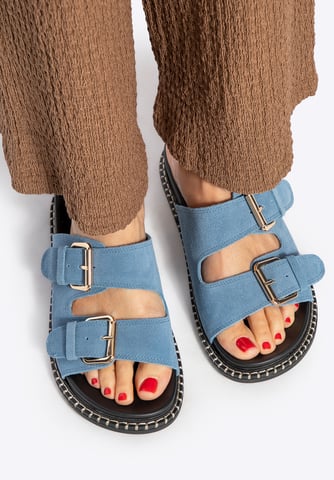 Wittchen Women's Blue Suede Leather Flip Flops