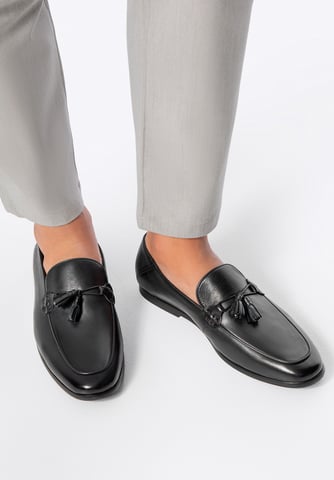 Wittchen Men's Leather Loafers with Tassel Black Natural Leather