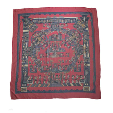 Hermes Astres et Soleils silk scarf in red