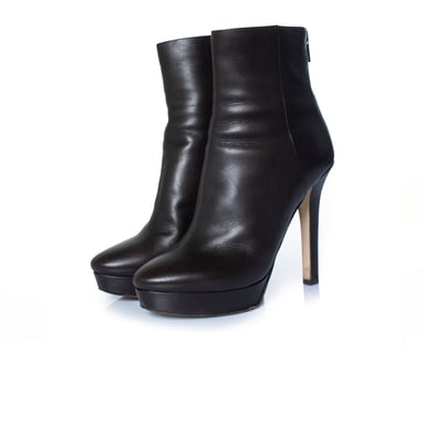 Jimmy Choo dark brown leather platform boots