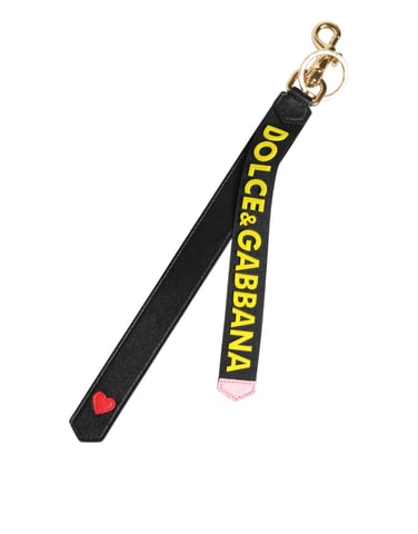 Black Yellow Logo Letaher Brass Holder Keychain Keyring