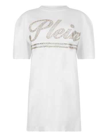 Open Back T-Shirt Dress Strass Signature