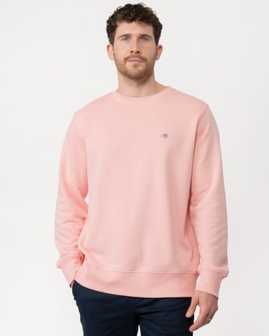 Mens Regular Fit Shield Logo Crew Neck Sweatshirt in Pink