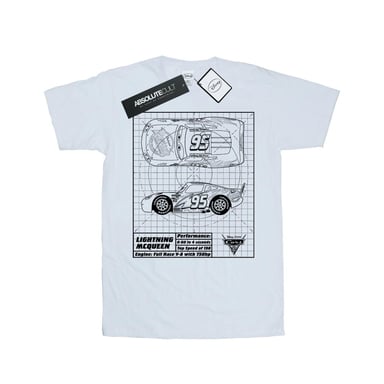 Disney Womens/Ladies Cars Lightning McQueen Blueprint Cotton Boyfriend T-Shirt (White)
