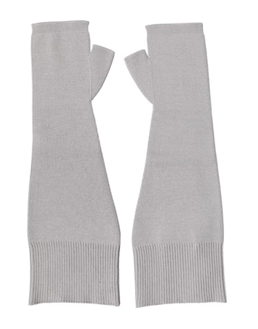 Gray Virgin Wool Knitted Fingerless Men Gloves