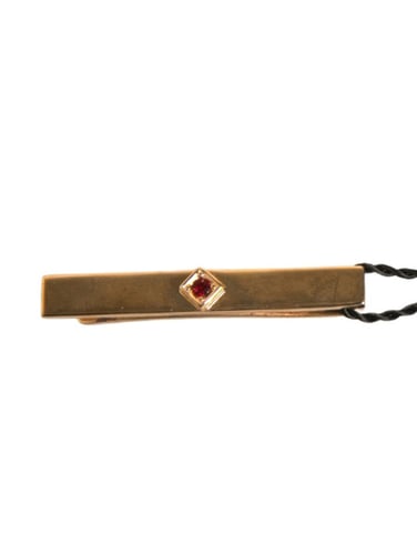 Gold Tie Bar Ruby Accent
