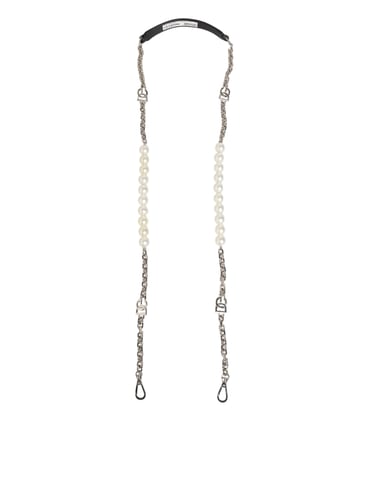 Black Leather Pearl Chain Bag Accessory Shoulder Strap