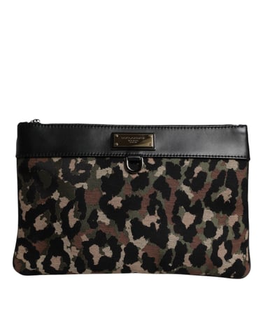 Multifärgad leopard jacquardtryck logga platta påse