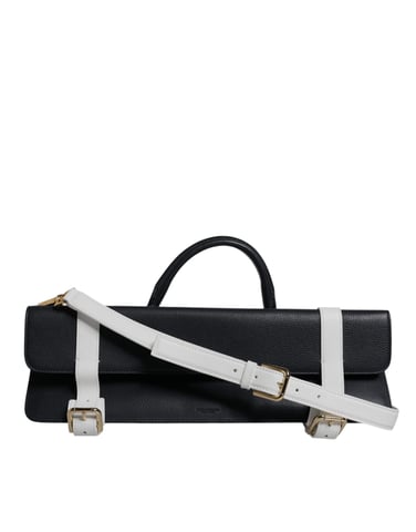 Blå Vit Kalvskinn Crossbody Axelväska