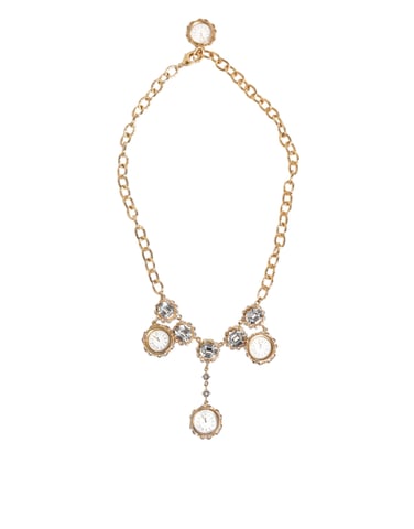 Guld Crystal Klocka Hänge Uttal Smycke Halsband