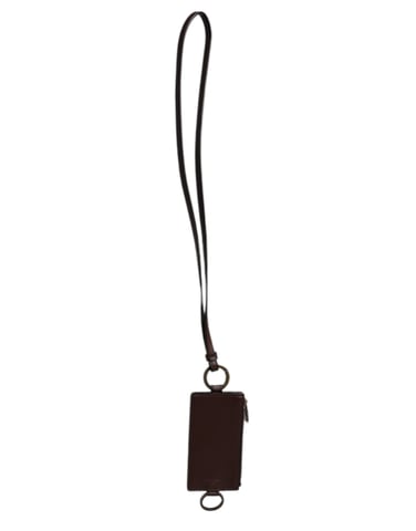 Brown Calf Leather Lanyard Logo Card Holder Wallet