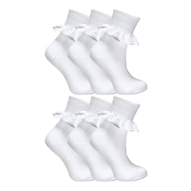 6-pack Babymeisjes Witte Zachte Franje Kanten Sokken