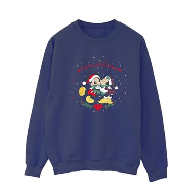 Disney Womens/Ladies Mickey Mouse Mickey Minnie Christmas Sweatshirt (Navy Blue)