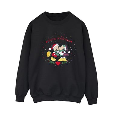 Disney Womens/Ladies Mickey Mouse Mickey Minnie Christmas Sweatshirt (Black)