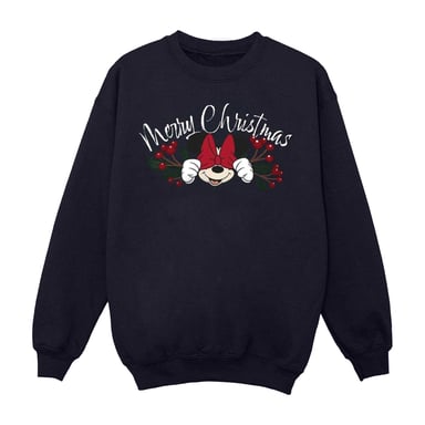 Disney Womens/Ladies Minnie Mouse Christmas Holly Sweatshirt (Navy Blue)