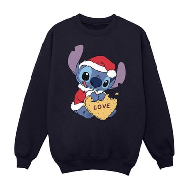 Disney Womens/Ladies Lilo And Stitch Christmas Love Biscuit Sweatshirt (Navy Blue)