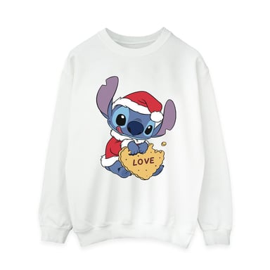 Disney Womens/Ladies Lilo And Stitch Christmas Love Biscuit Sweatshirt (White)