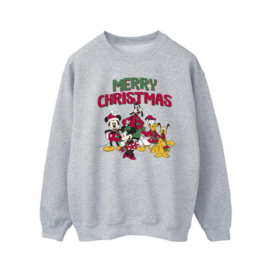 Disney Mens Mickey Mouse Merry Christmas Characters Sweatshirt (Sports Grey)