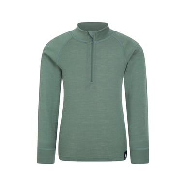 Mountain Warehouse Childrens/Kids Merino Blend Half Zip Base Layer Top (Khaki Green)