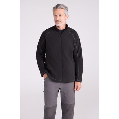 Mountain Warehouse Mens Ashbourne Full Zip Fleece Jacket (Black)
