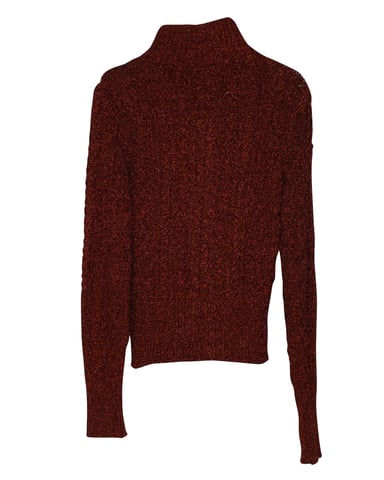 Isabel Marant Daley Cable Knit Zip Sweater in Burgundy Polyamide