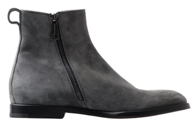Suedes ankleboots med dragkedja