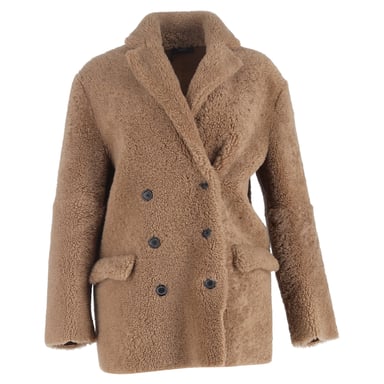 Joseph Shearling Coat in Brown Lamb Fur