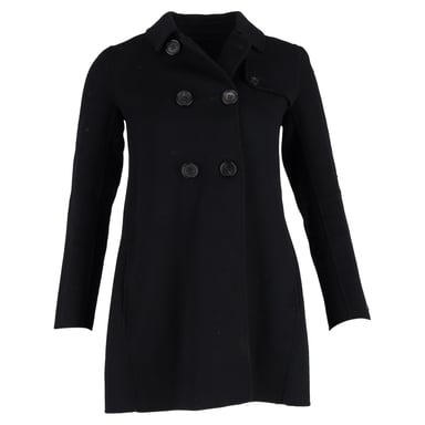 Max Mara Double-Breasted Peacoat in Black Wool