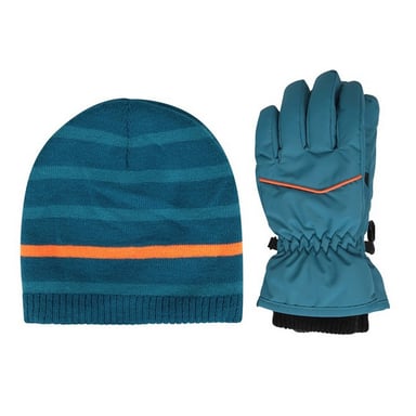 Mountain Warehouse Childrens/Kids Line Isotherm Hat And Gloves Set (Blue)