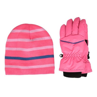 Mountain Warehouse Childrens/Kids Line Isotherm Hat And Gloves Set (Pink)
