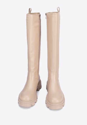 Wittchen Women's leather boots with thick soles beige natural leather