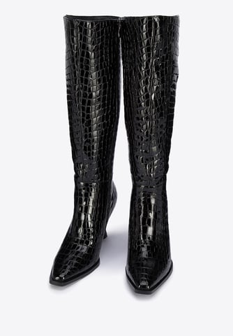 Wittchen Women's patent leather croco high heel boots black natural leather