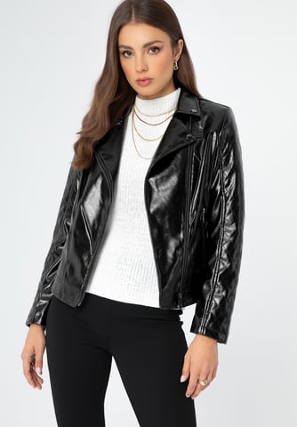 Wittchen Women's biker jacket made of eco-leather black and graphite