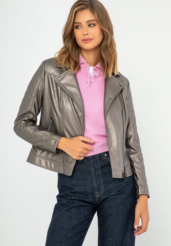 Wittchen Women's biker jacket made of eco-leather metallic brown light brown