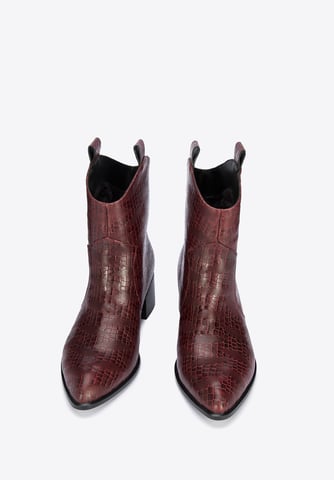 Wittchen Women's Croco Leather Cowboy Boots Burgundy Burgundy Natural Leather