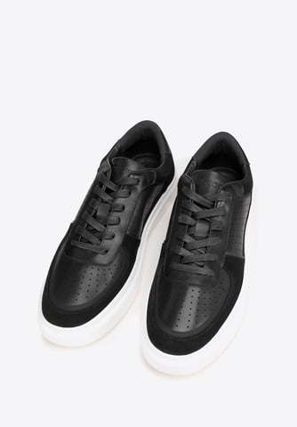 Wittchen Men's leather sneakers with perforations black natural leather