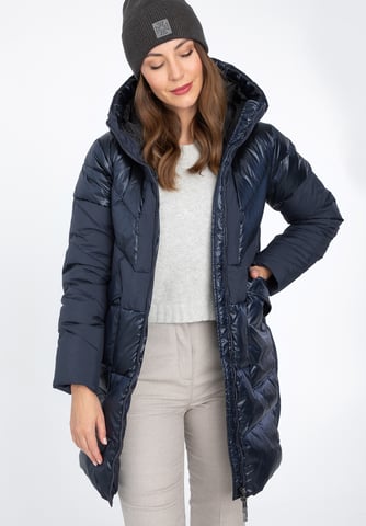 Wittchen Women's Down Coat in Combination Materials with Hood Navy Blue