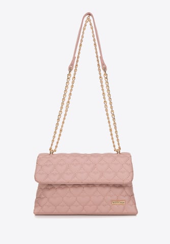 Wittchen Dames mini handtas gewatteerd met hartjes, roze eco-leer